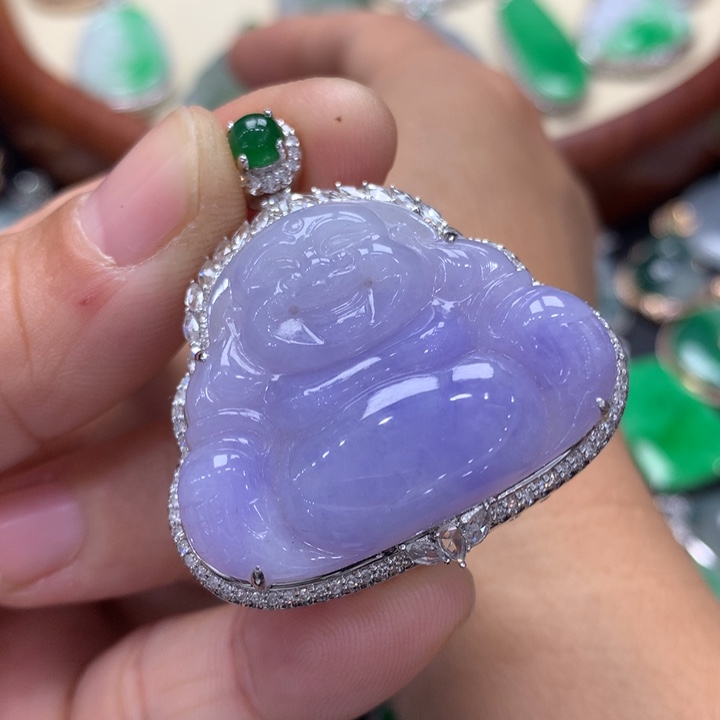 翡翠吊坠(不含链)18K金镶嵌