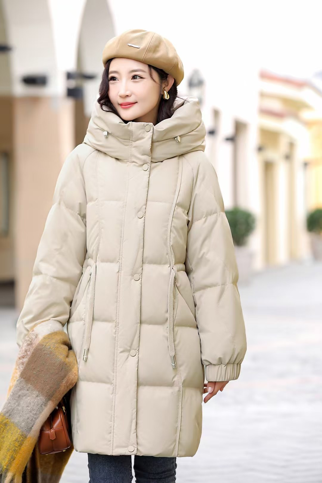 圣简阁家9398年冬季新款保暖中长款时尚女装加厚羽绒服女款女款