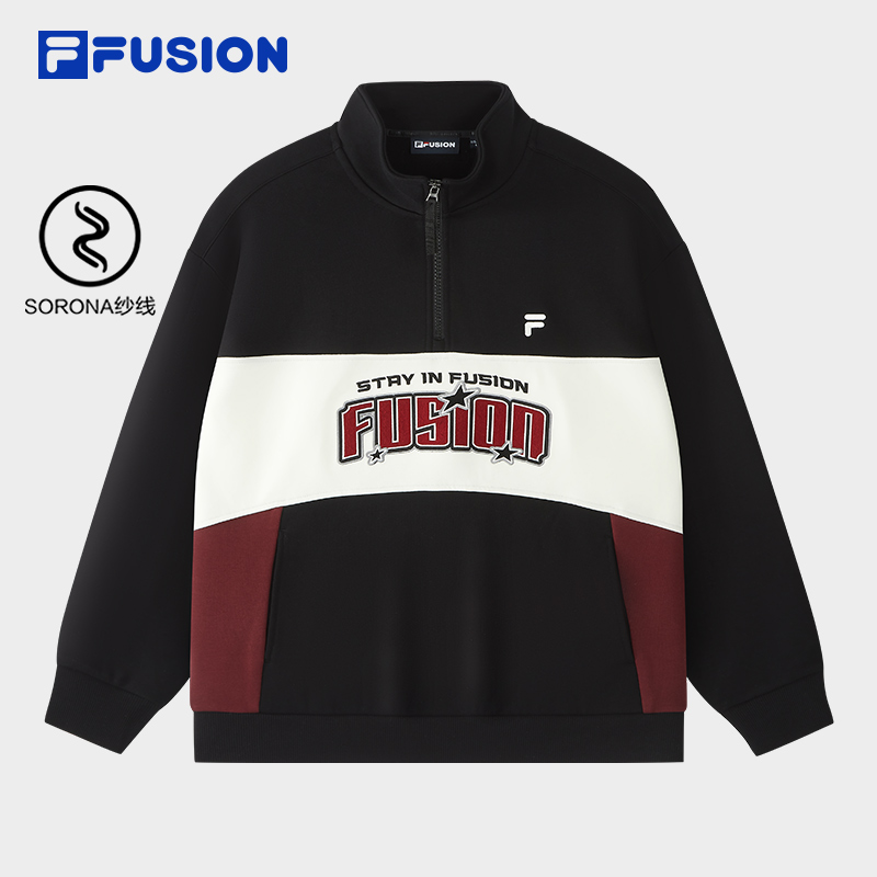 FILA FUSION男子套头卫衣2026春季休闲宽松针织上衣T11M612208F