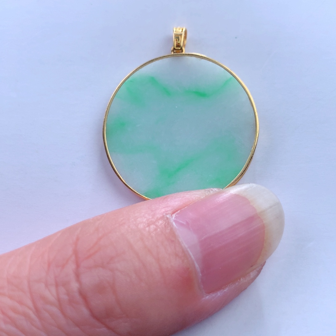 翡翠吊坠(不含链)18K金镶嵌