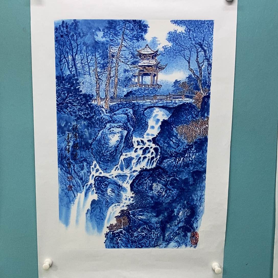 国画李文军教授作品，带视频合影