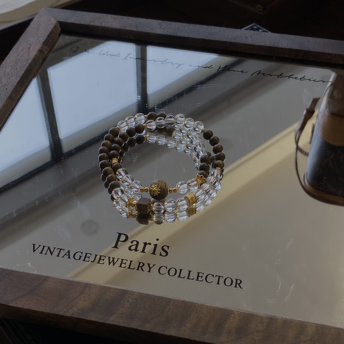 【明蔚】天然白水晶绿棋双圈超好闻手串L1231