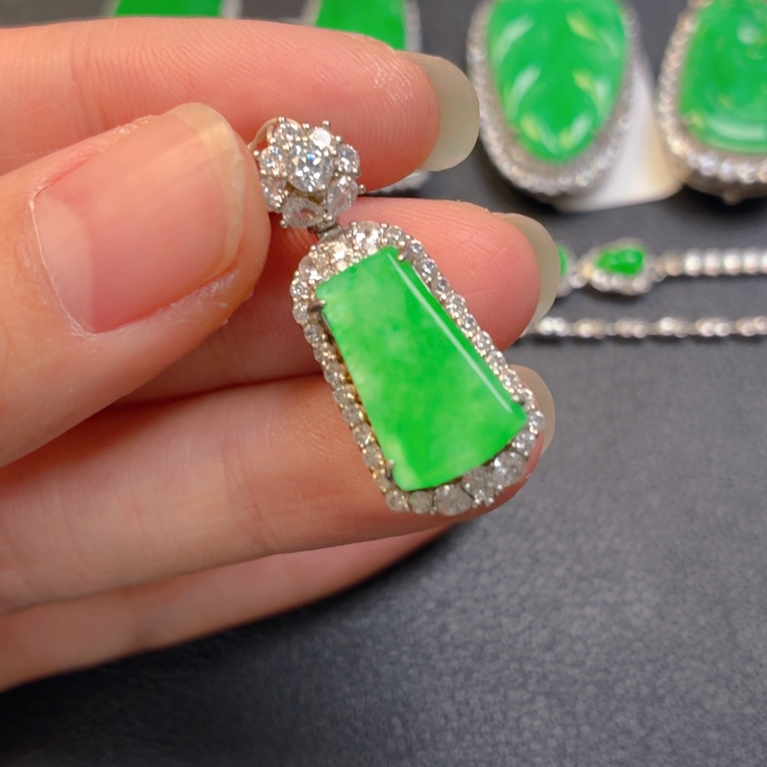 翡翠银S925镶嵌吊坠(不含链)