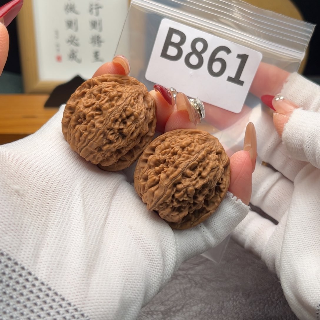 文玩核桃把件37牡丹纹b 861