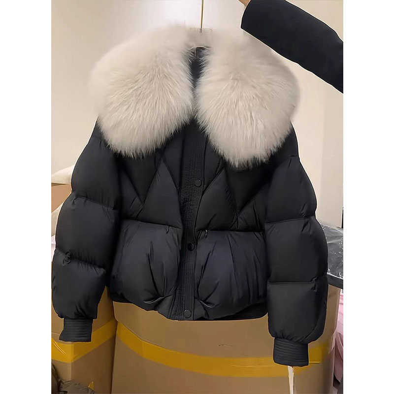 300斤胖mm特大码女装韩系复古大毛领棉服女宽松百搭显瘦棉衣外套