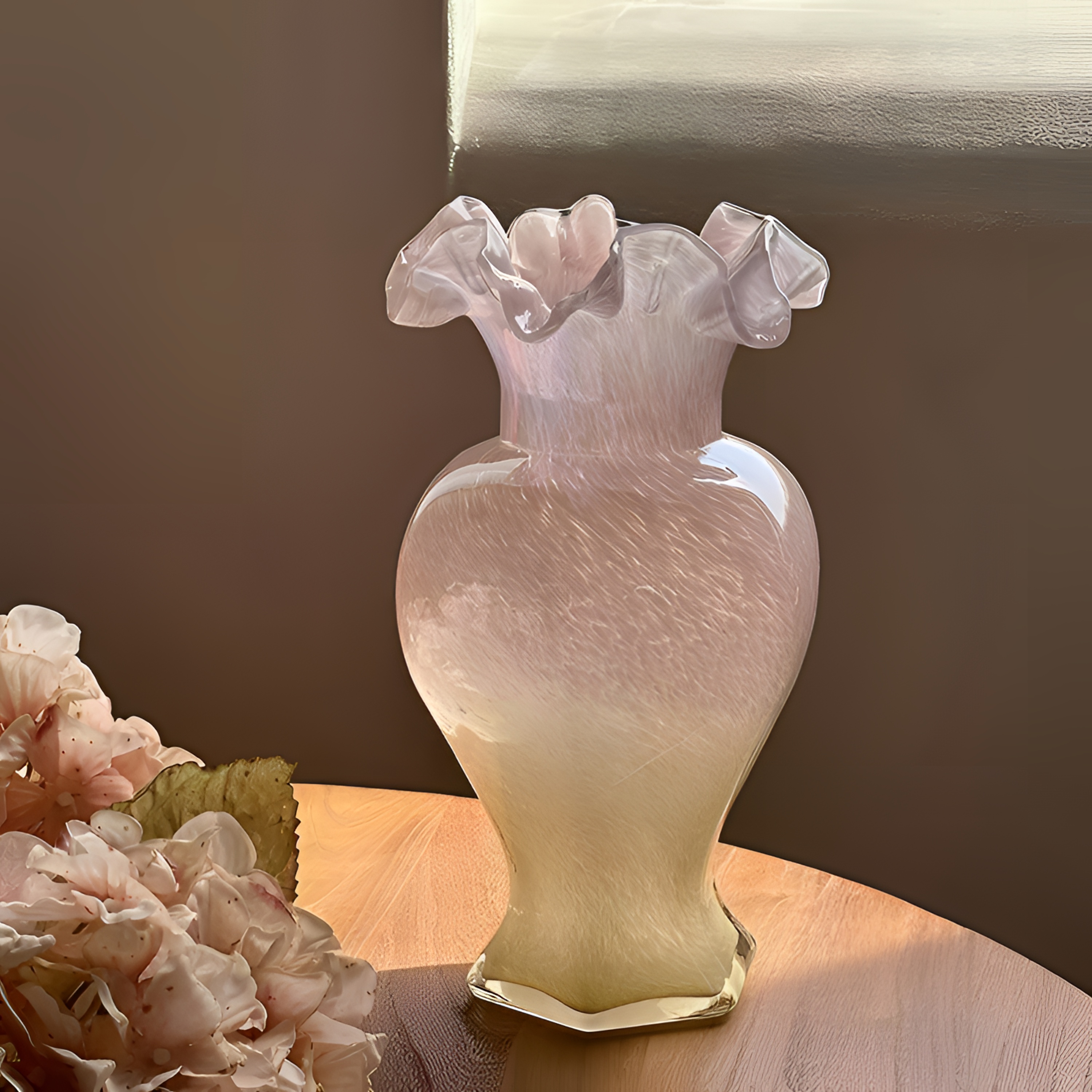 珠光炫彩高级感中古芬顿玻璃花瓶鱼尾花器轻奢家居摆件餐桌装饰