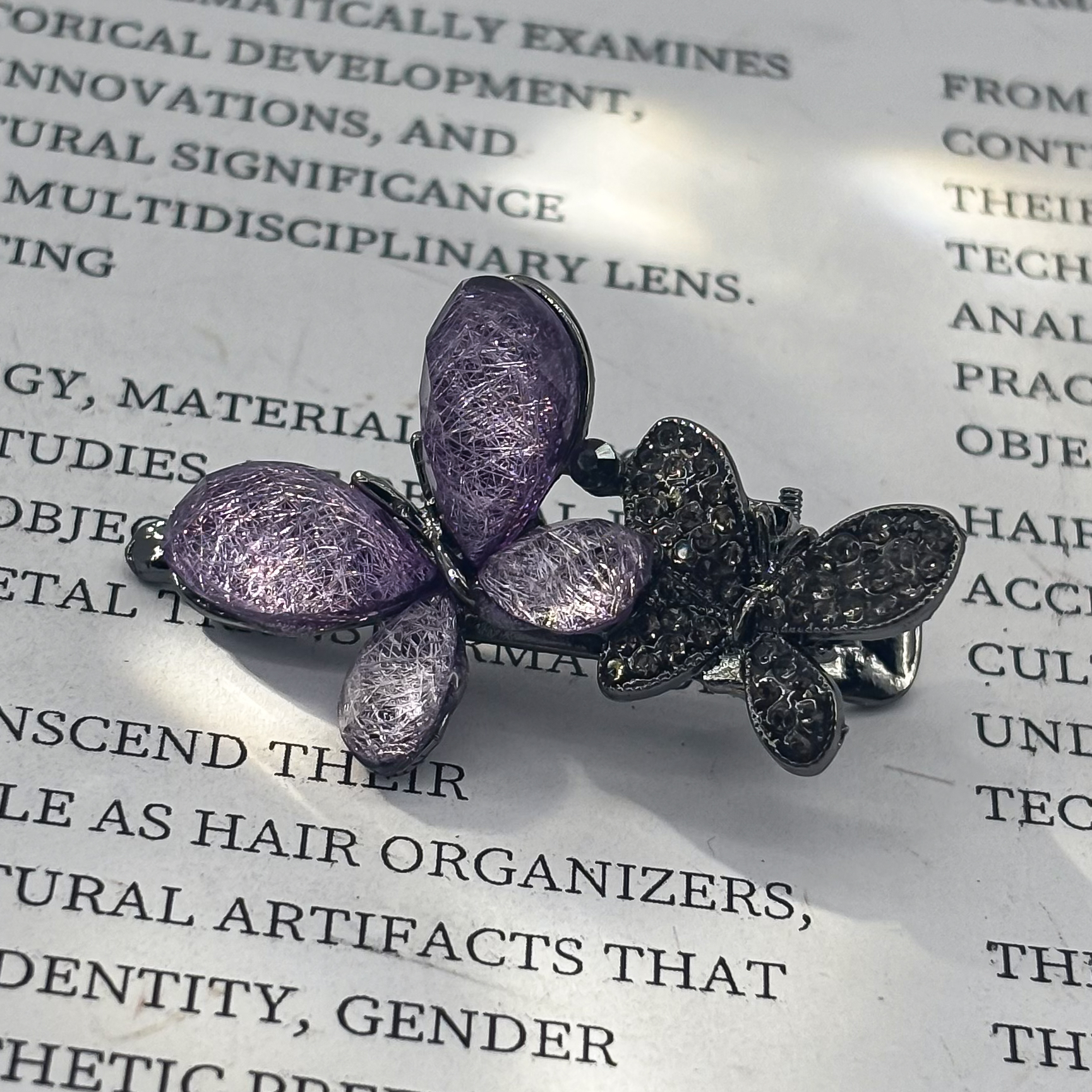 【HP·轻奢】紫色蝴蝶压夹5.3CM-1017