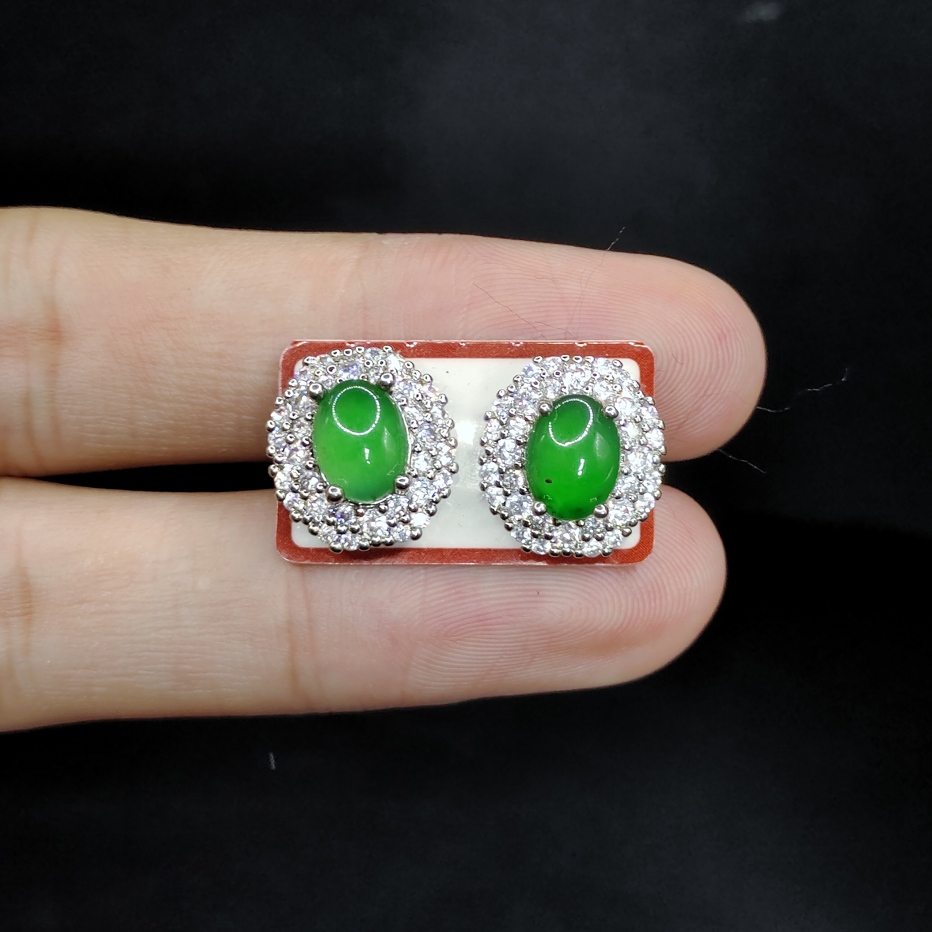 【李想精选】翡翠蛋面耳钉4026-约7-5mm