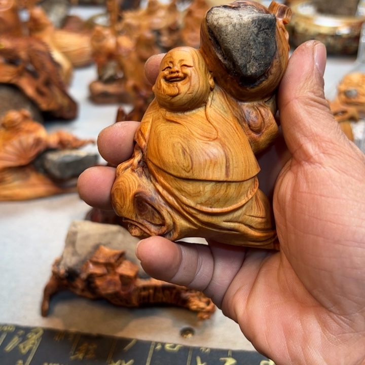 木仙**骨木雕手工制作手把件