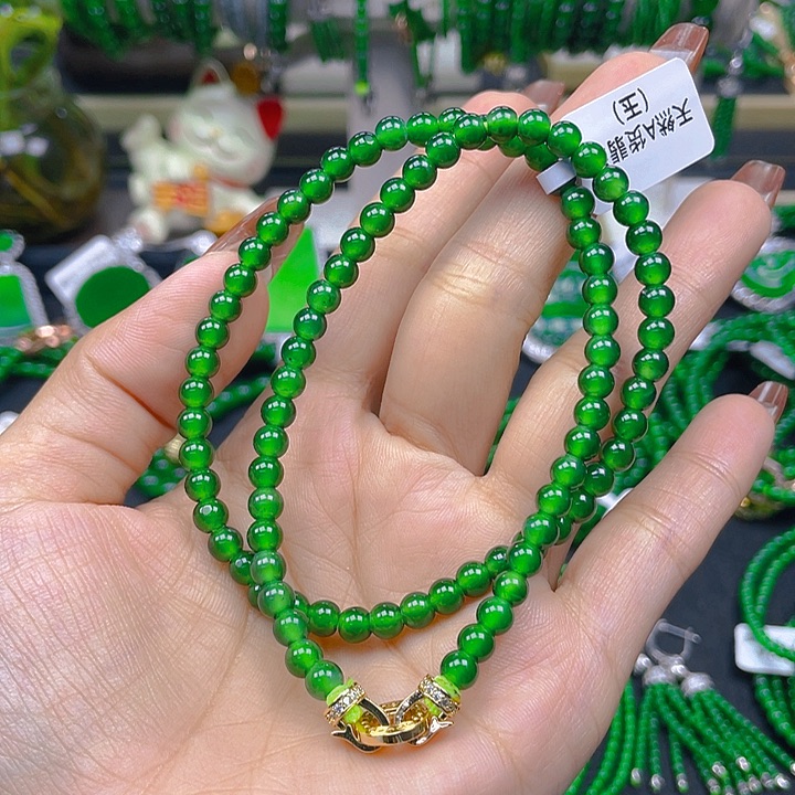 翡翠未镶嵌颈饰哆***梦翡翠锁骨链5