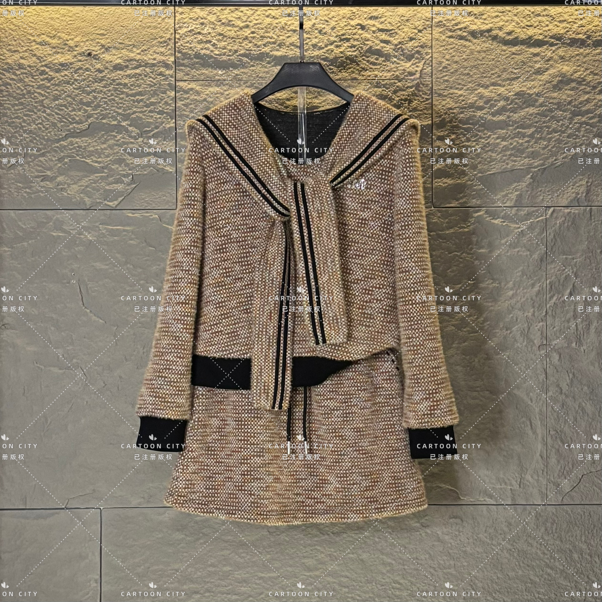 LLVD-B259【加绒】秋冬新品<减龄系列>长袖休闲重工卫衣套装两件