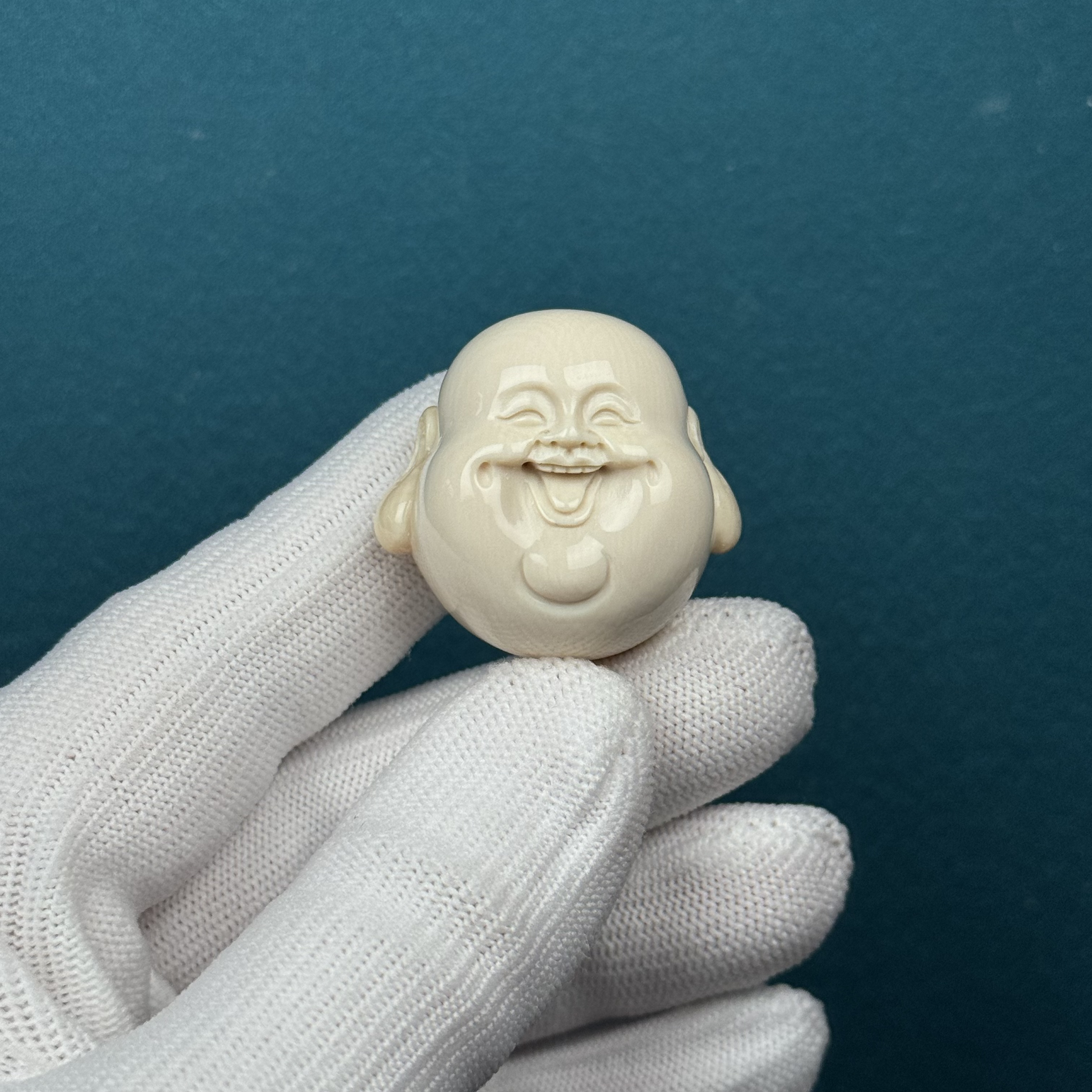 H13-31天然猛犸牙 弥勒 31.5*29.8*23mm 支持复检假一罚十