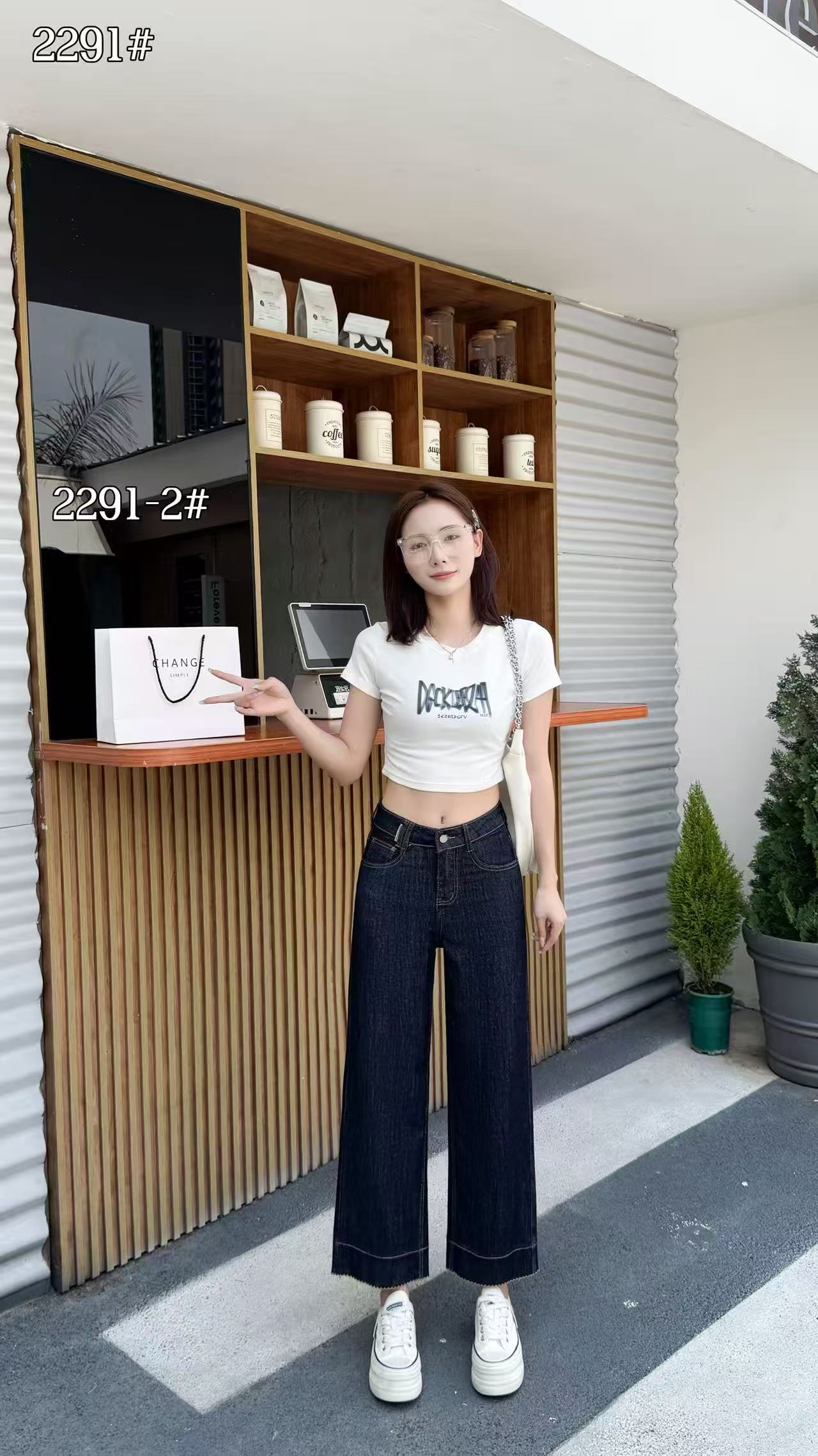 2291-2（黑金）新款夏季薄显瘦九分窄版牛仔直筒裤