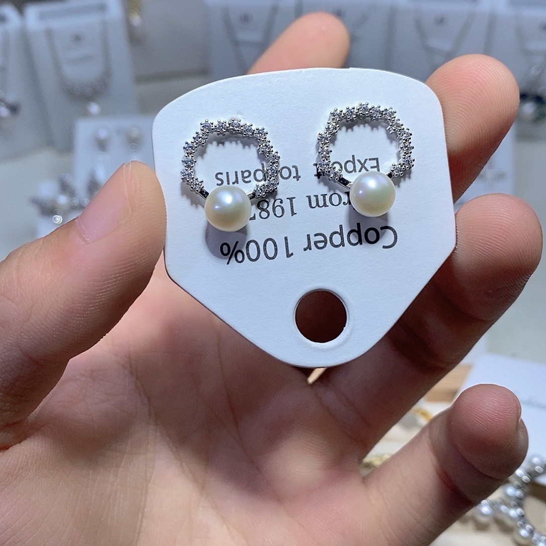 淡水珍珠耳饰银S925镶嵌