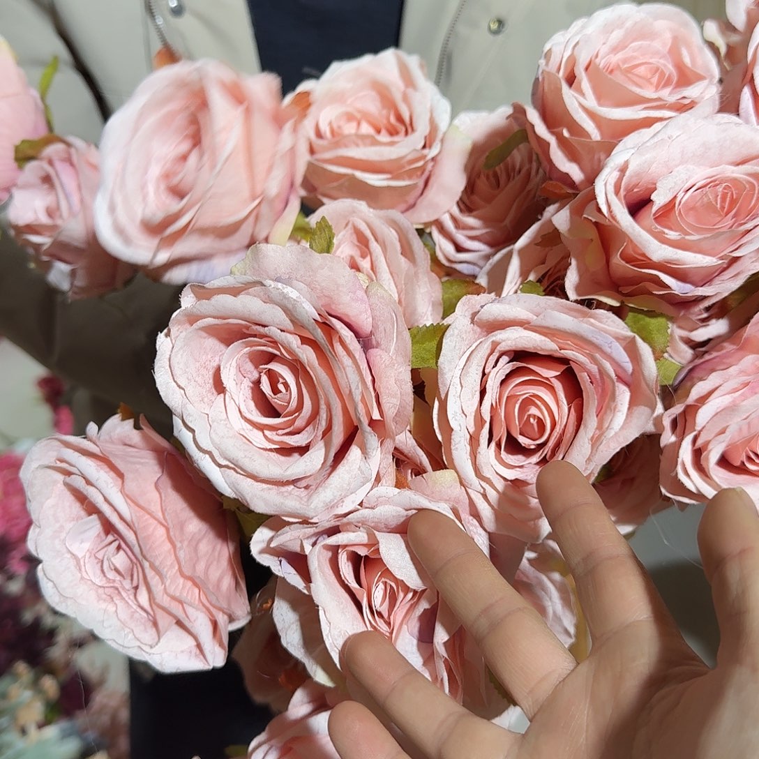 粉色3头玫瑰15支打包