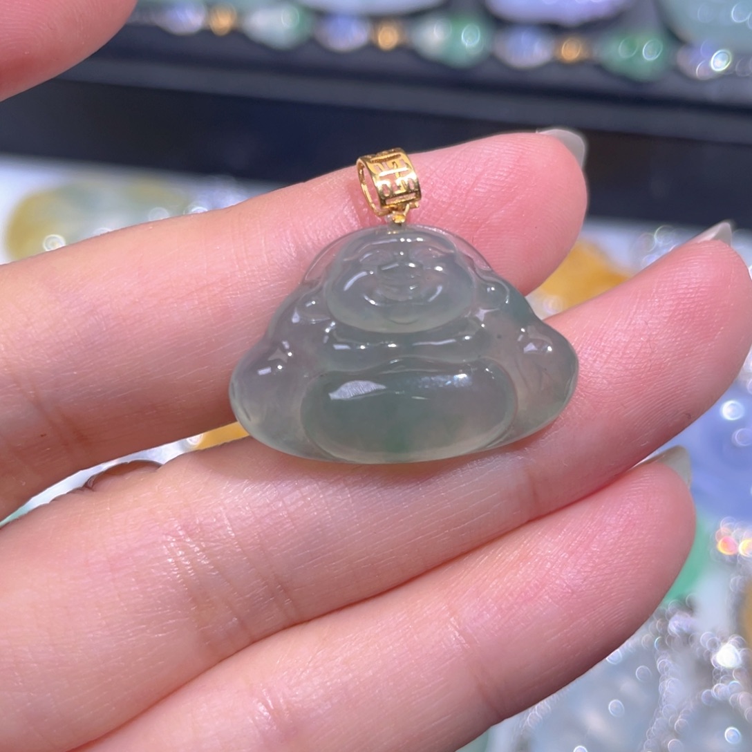 颈饰18K金镶嵌翡翠翡翠