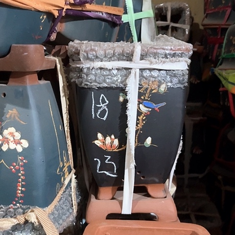 紫砂花盆高四方盆一个