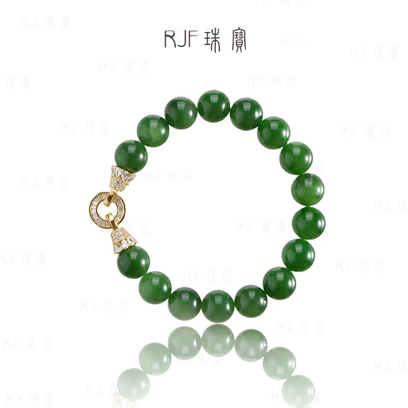 RJF【碧绿】菠菜绿碧玉简约百搭气质单圈玉手串