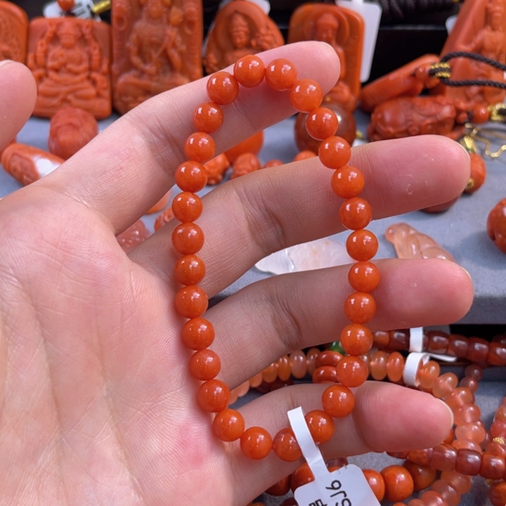 南红玛瑙多样性发一未镶嵌杨柳手串6mm亮面