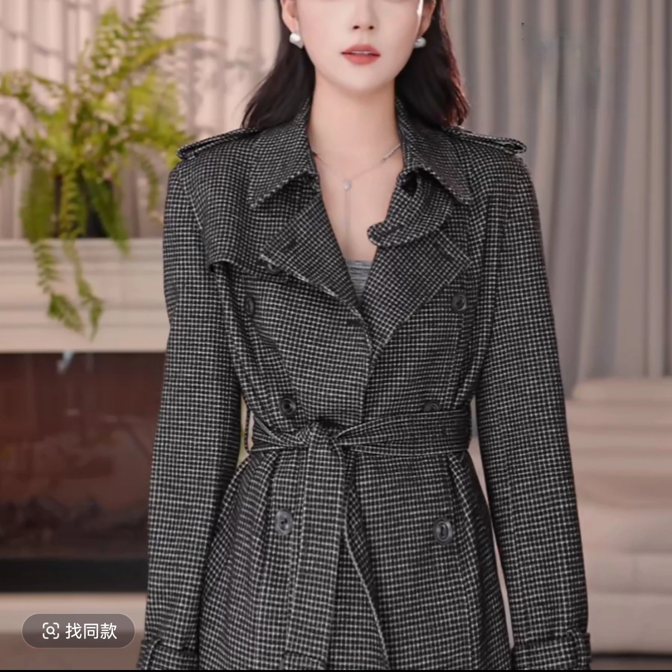 商场同款秋装修身正肩短款双排扣翻领小猎装上衣540113