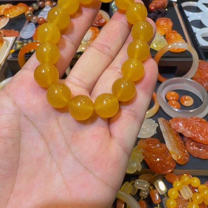 石英质玉（金丝玉）合金手链12