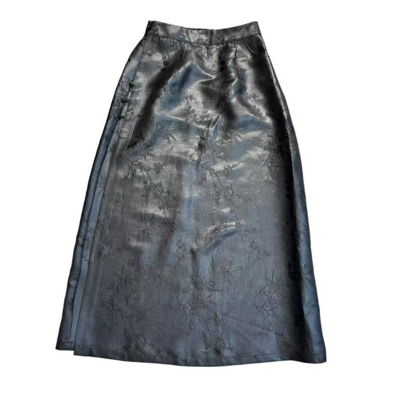 【如意】黑皮子45姆米香云纱时尚休闲百搭设计师一片式半身裙