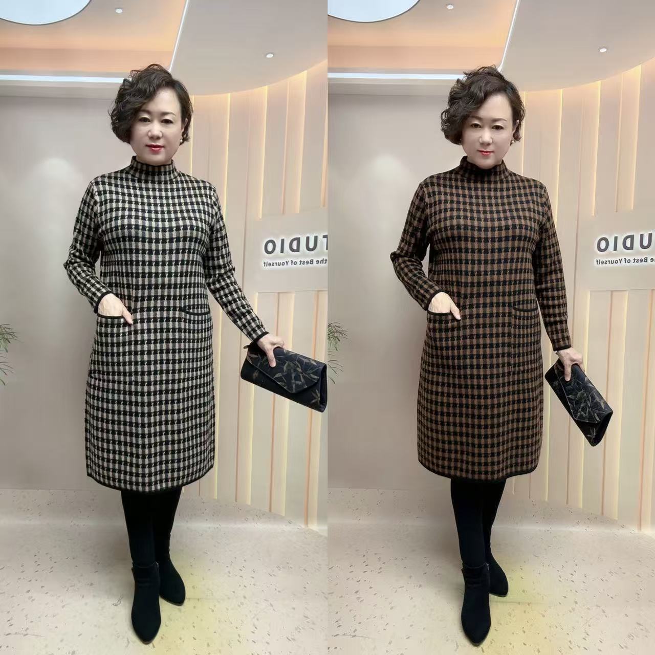 小格子减龄洋气连衣裙