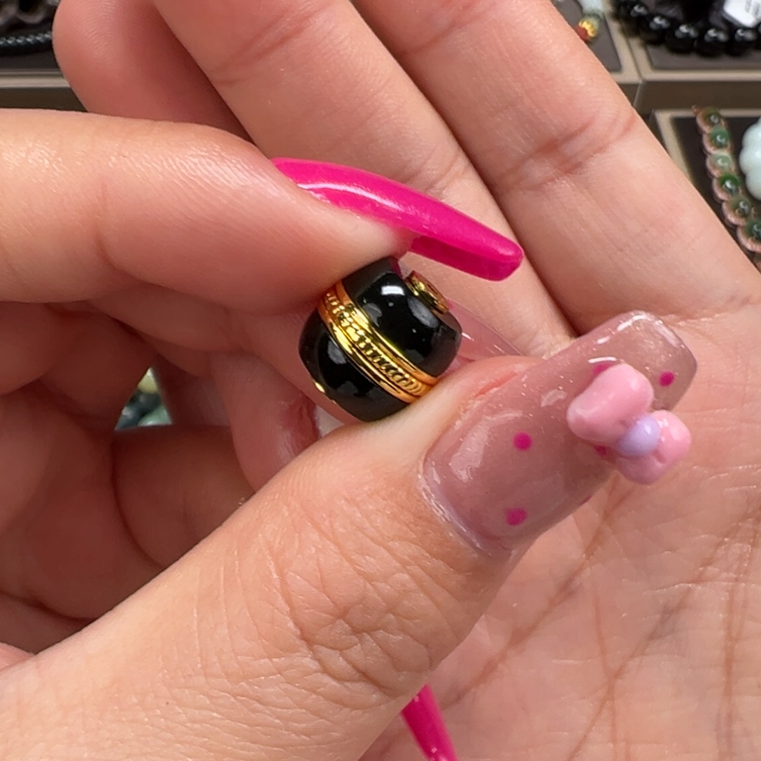 和田玉汉堡珠未镶嵌黑青11毫米