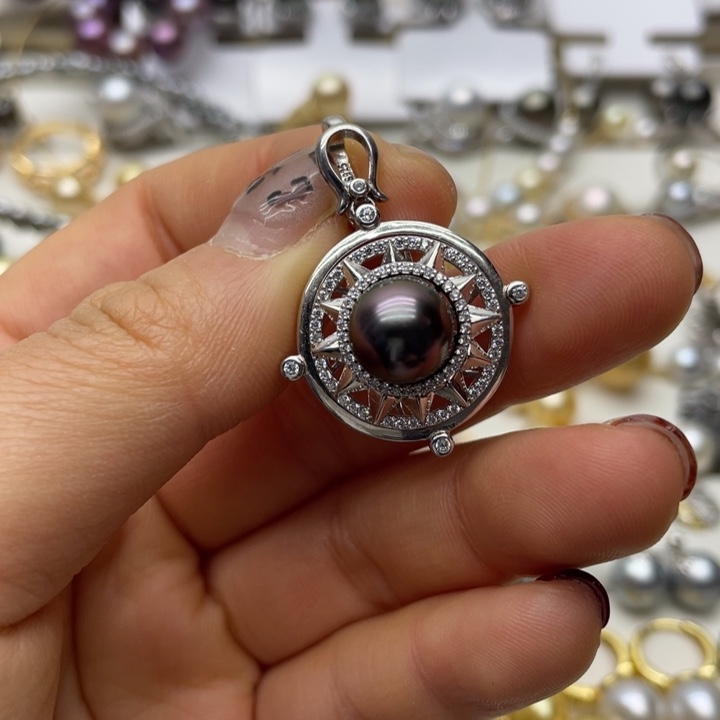 海水珍珠吊坠(不含链)银S925镶嵌