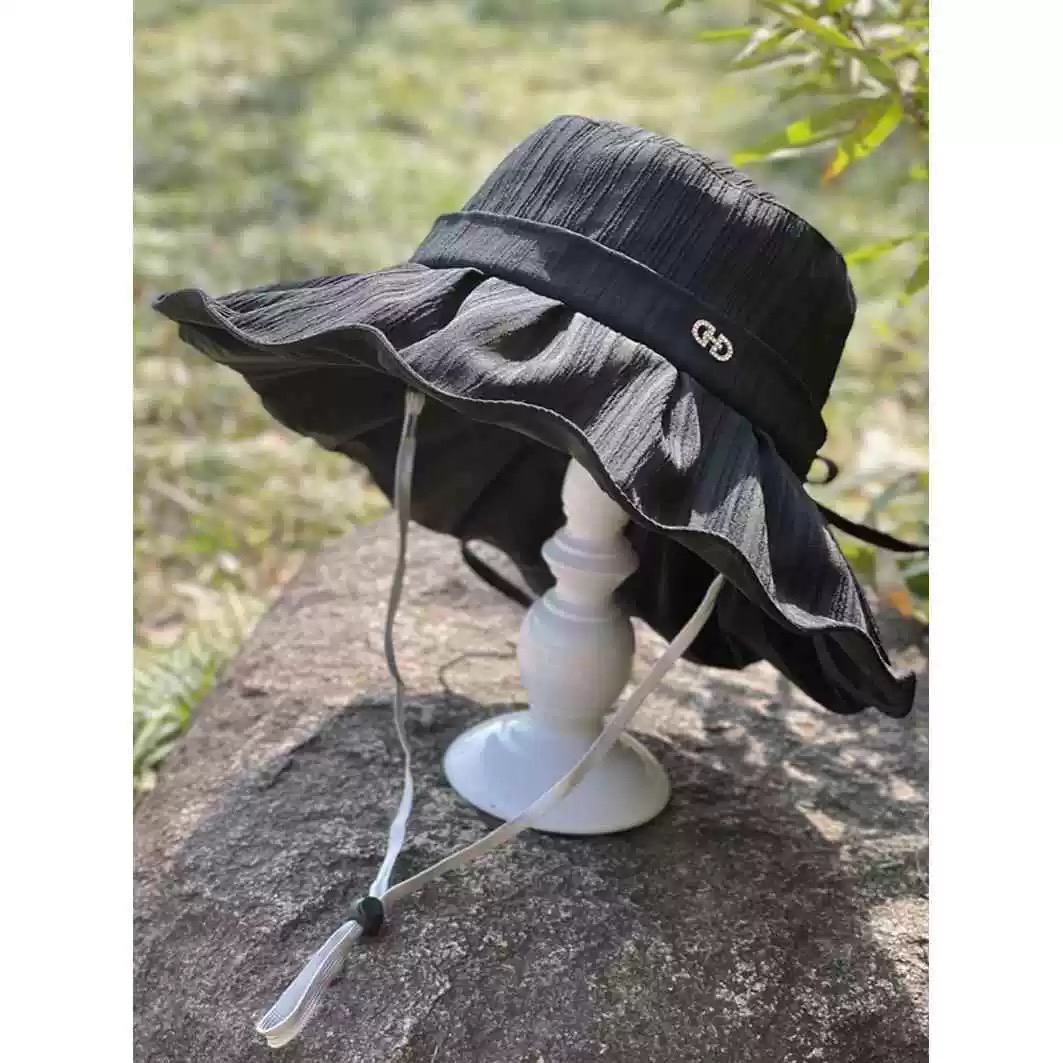 单款单色没有防风绳大檐渔夫帽女夏季户外遮阳帽女防晒