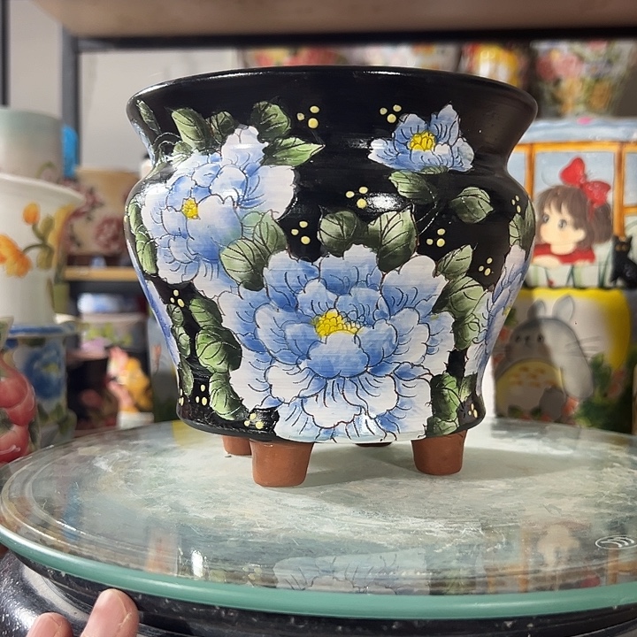 景德镇幸运花盆手绘韩式花盆