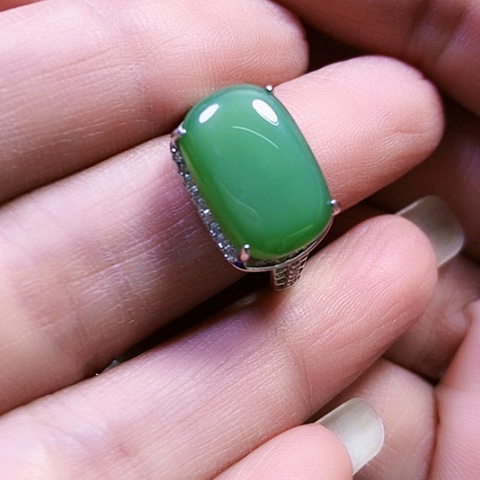 和田玉银S925镶嵌戒指