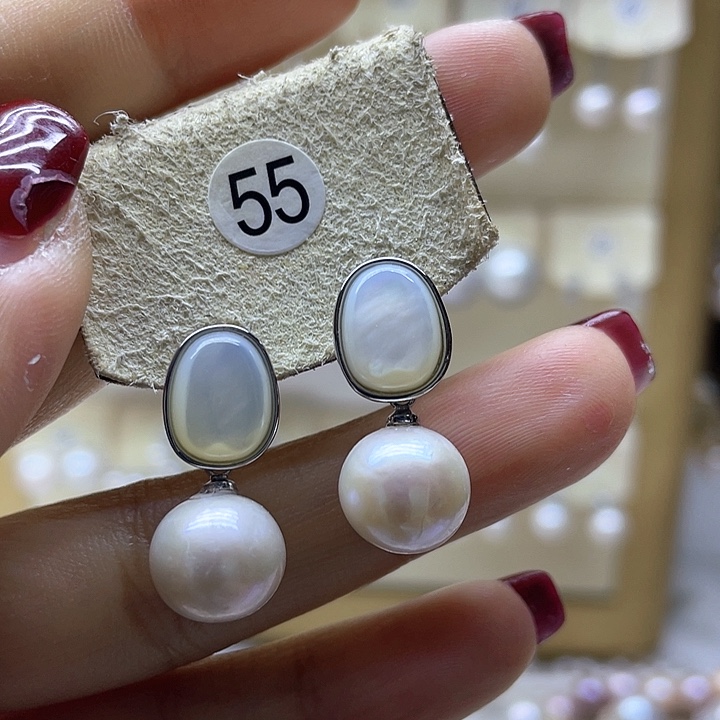 淡水珍珠耳饰银S925镶嵌