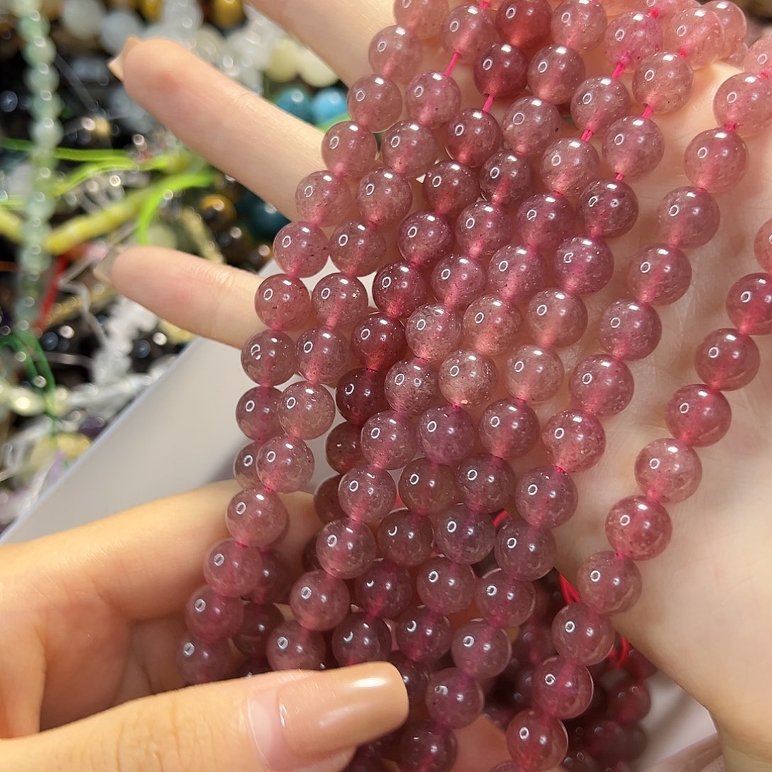 玛瑙/玉髓未镶嵌珠宝半成品鸽血红草莓晶卡8一条