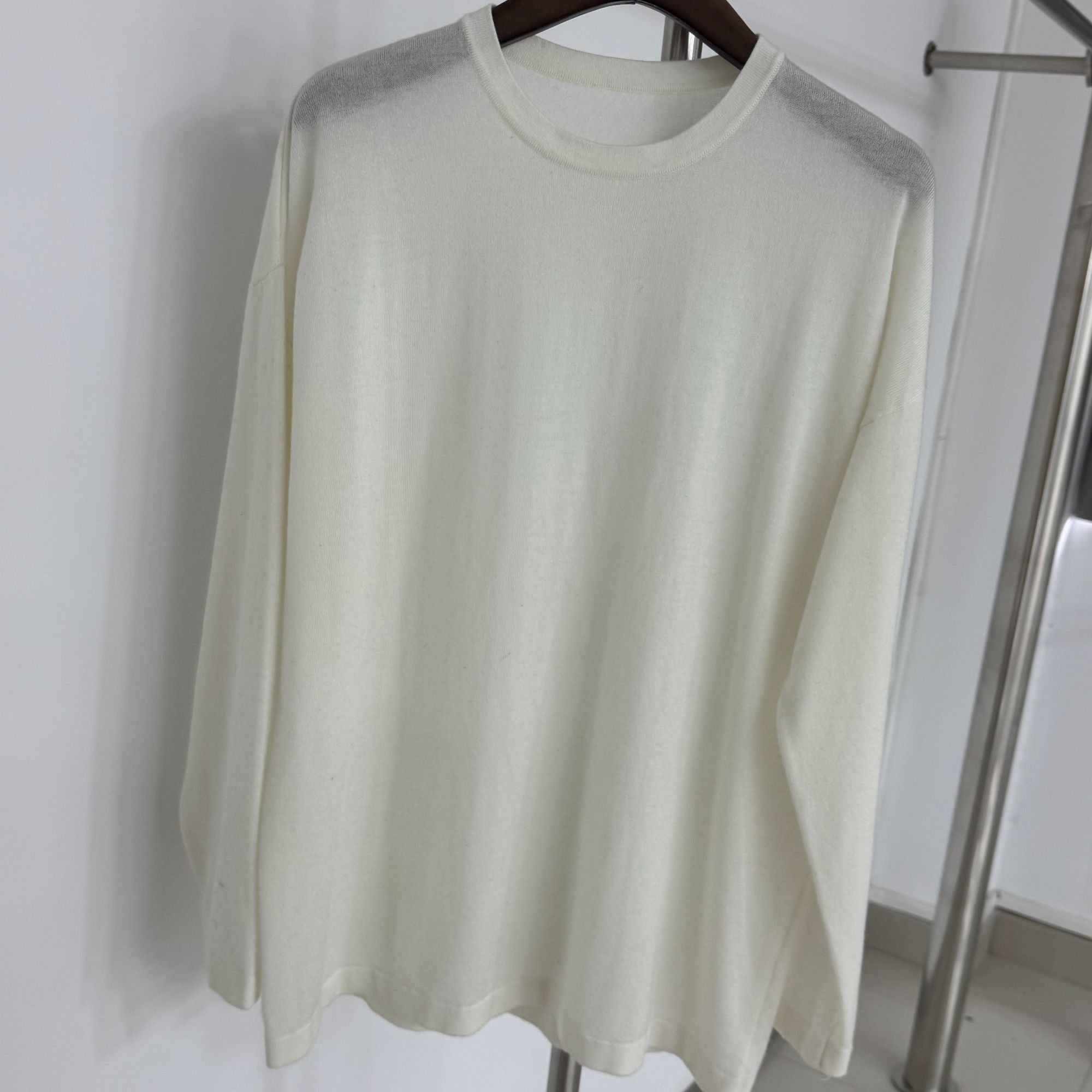 【秋禾】2025早秋新品羊绒羊毛混纺纱60支精纺纱圆领套头衫