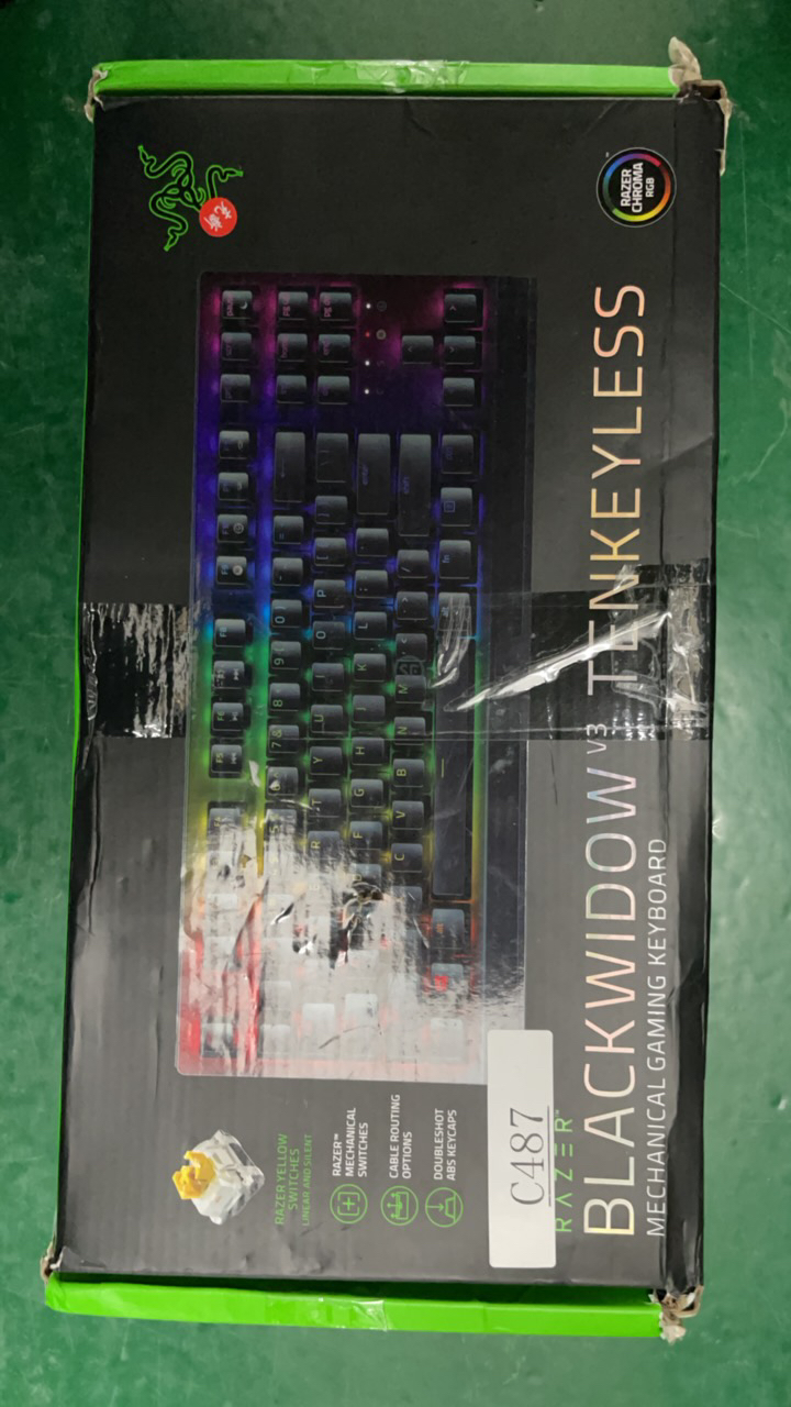 9新 Razer/雷蛇 捡漏 黑寡妇蜘蛛V3有线键盘 黄轴 编码C487