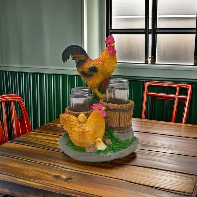 十二生肖仿真金鸡喜公椒盐瓶摆件客厅吉祥物