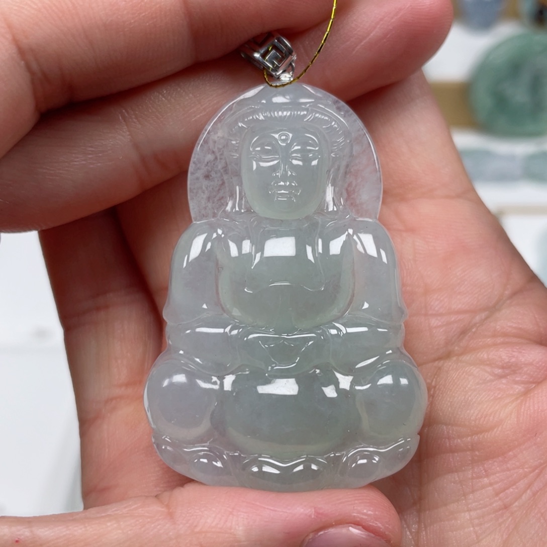 翡翠颈饰未镶嵌天然翡翠A货观音102号G1