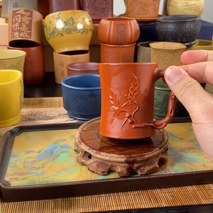 紫砂茶杯提拔寿桃杯