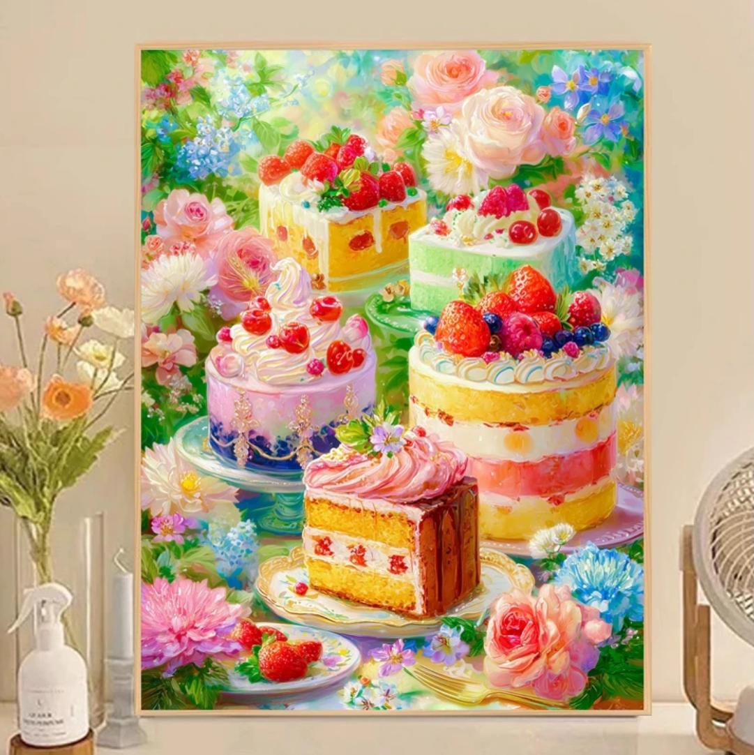 花语甜心蛋糕甜品十字绣50色新款客厅卧室小幅现代简约手工刺绣