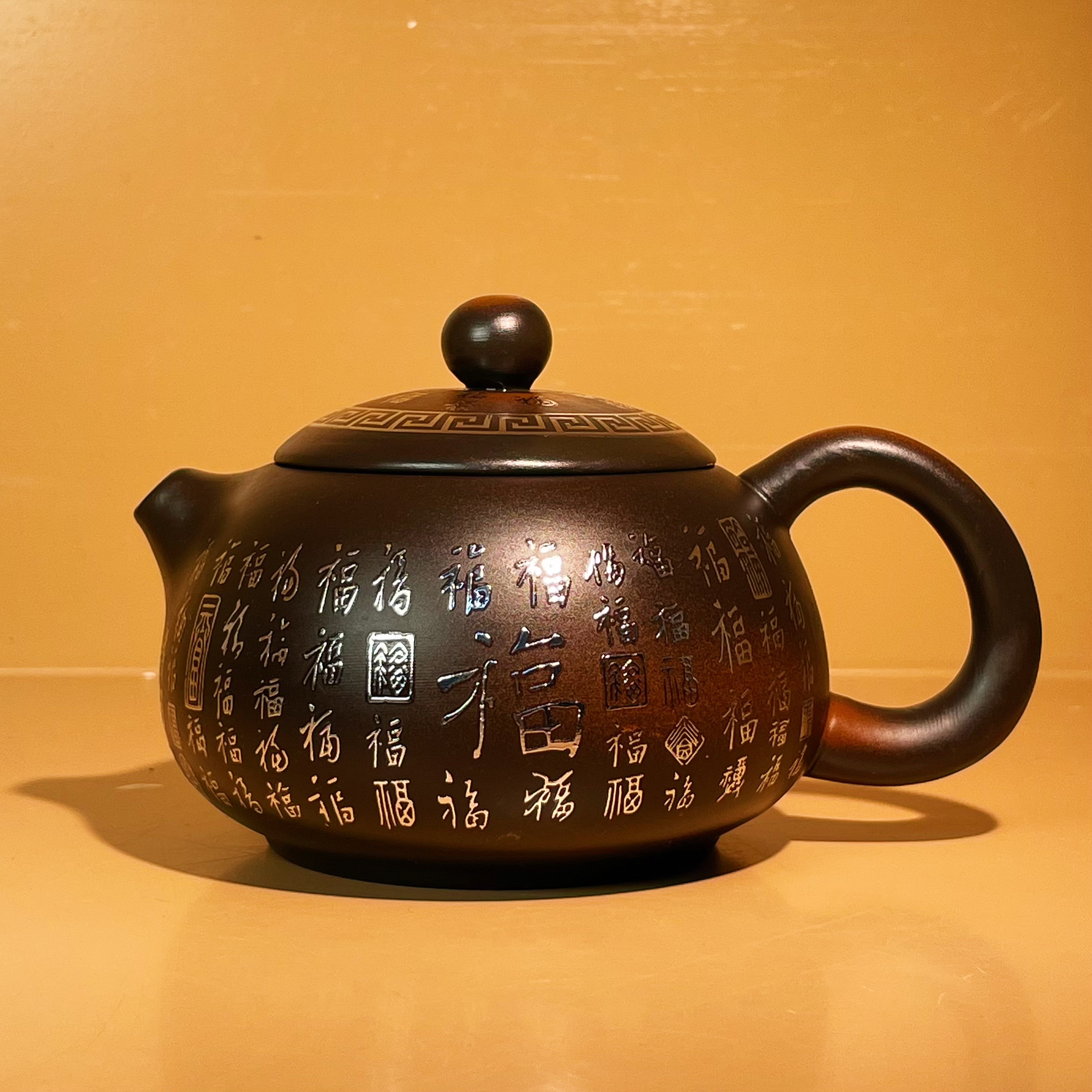 紫陶银色百福西施凤鸣壶大容量家用中式纯手工泡茶壶复古紫砂壶