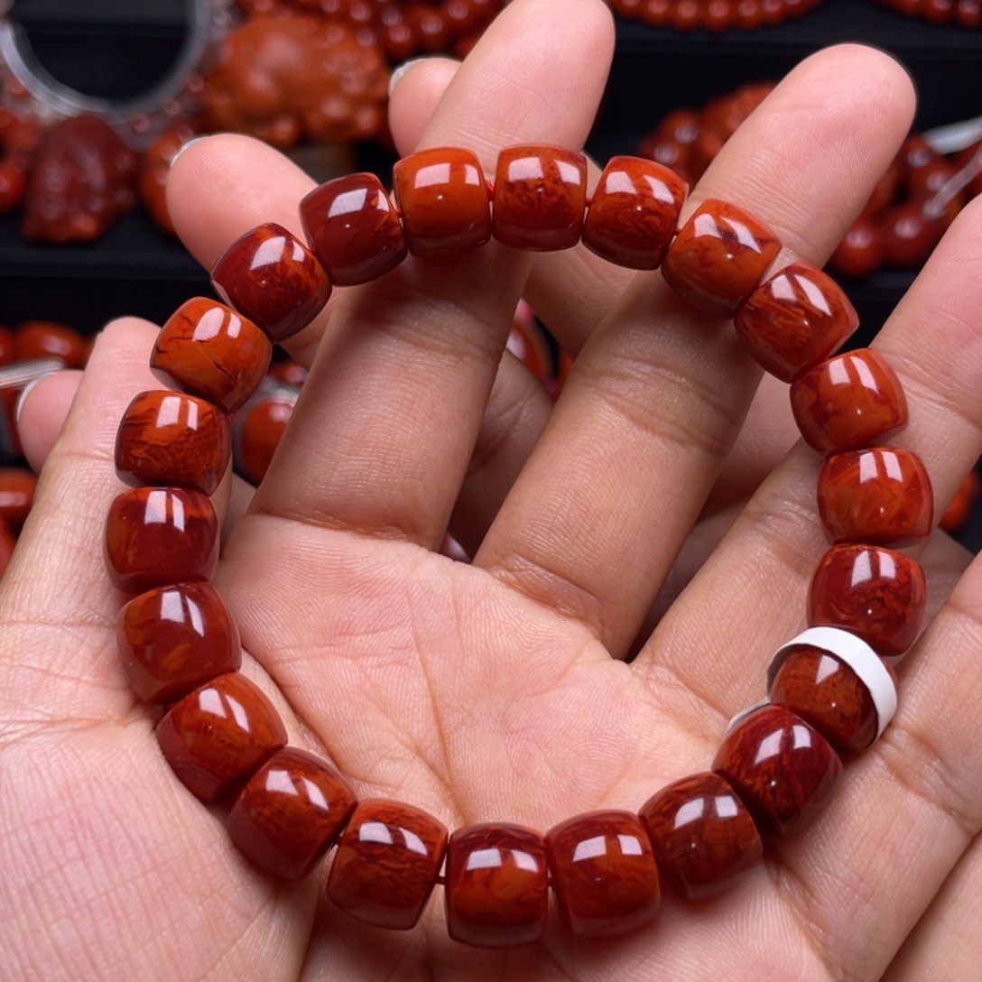 南红玛瑙珠宝奇石未镶嵌单圈10.5mm