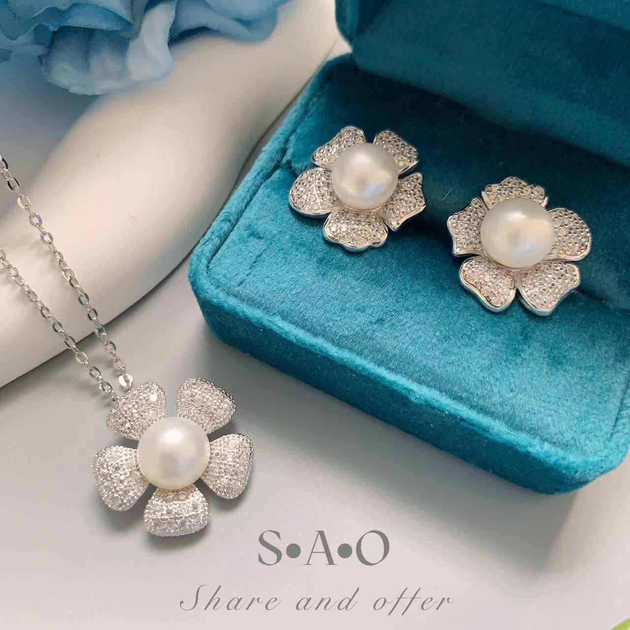 合金项链 邱黎・仙女气质风微镶花朵项链1h870