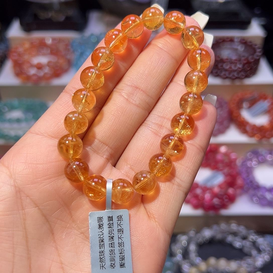 思***u水晶手串未镶嵌金红料暴力黄阿塞9.5mm