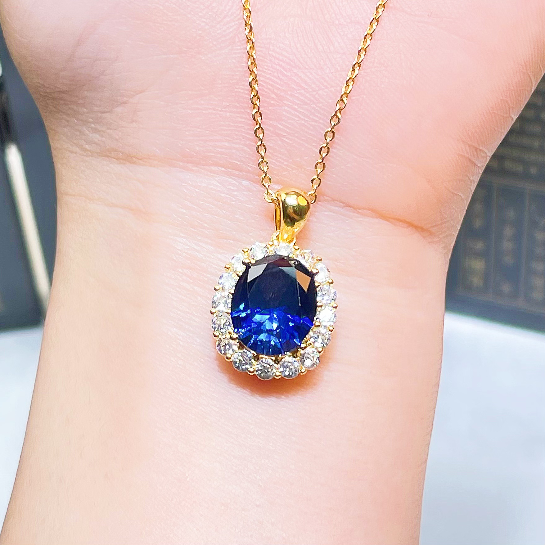 培育蓝宝石-中国好珍宝【81】深蓝秘境款蓝宝石吊坠【赠链子】