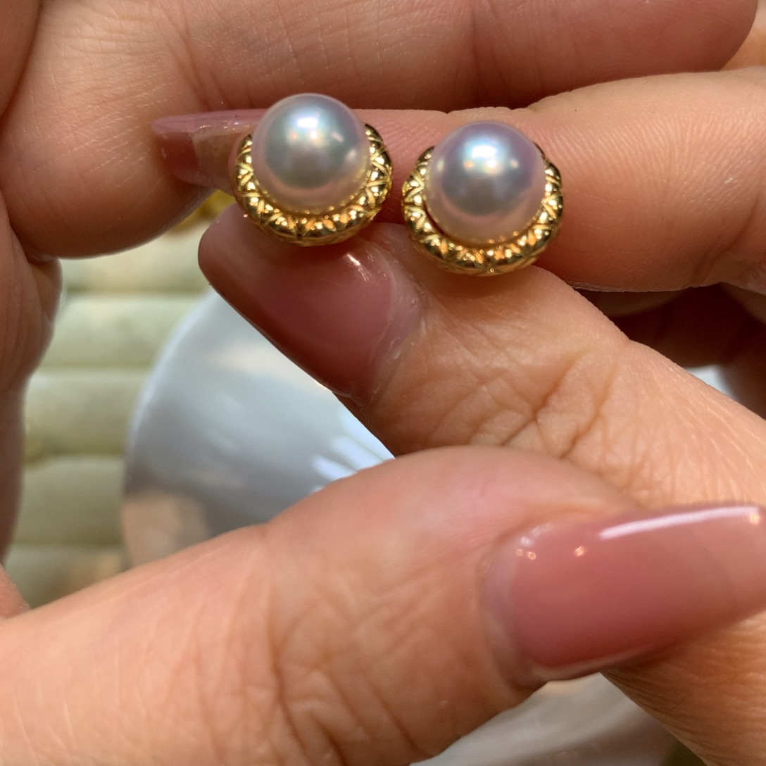 海水珍珠耳饰银S925镶嵌