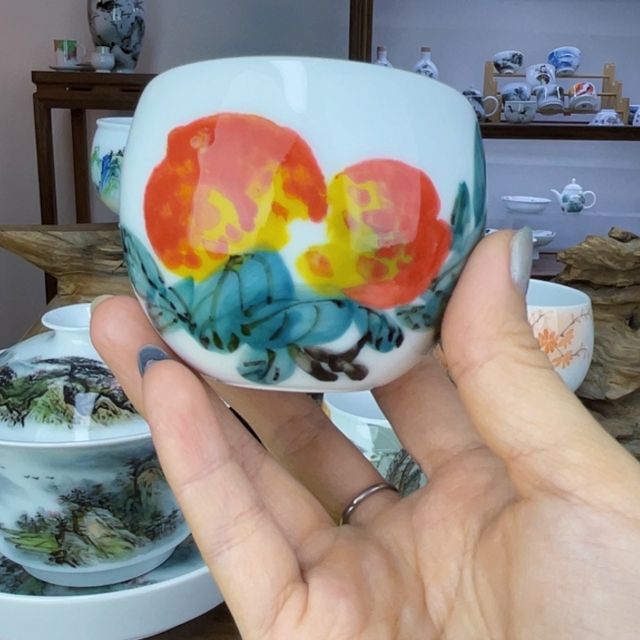 杯主人杯手绘釉下彩