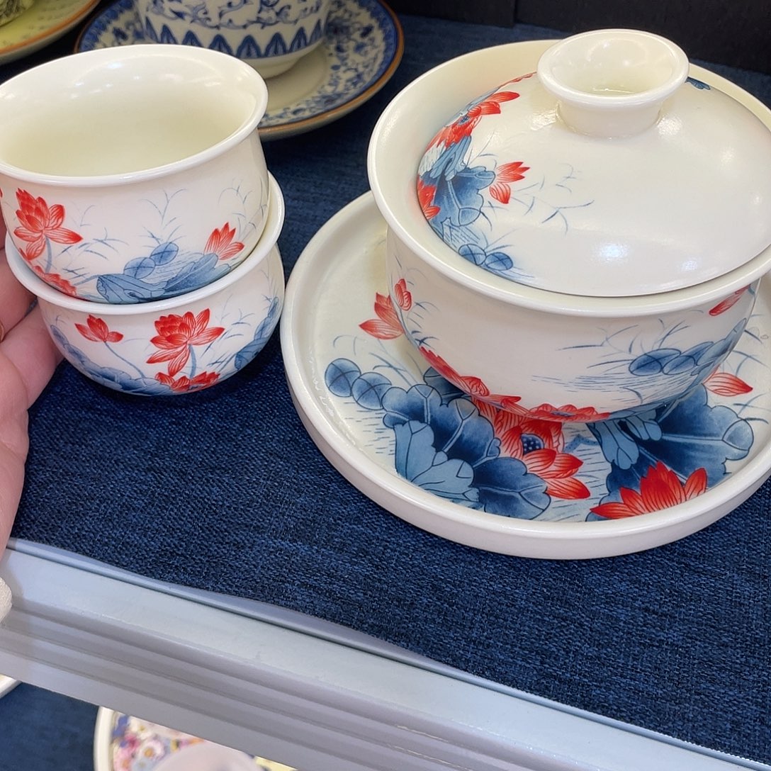 陶景德陶瓷盖碗茶具