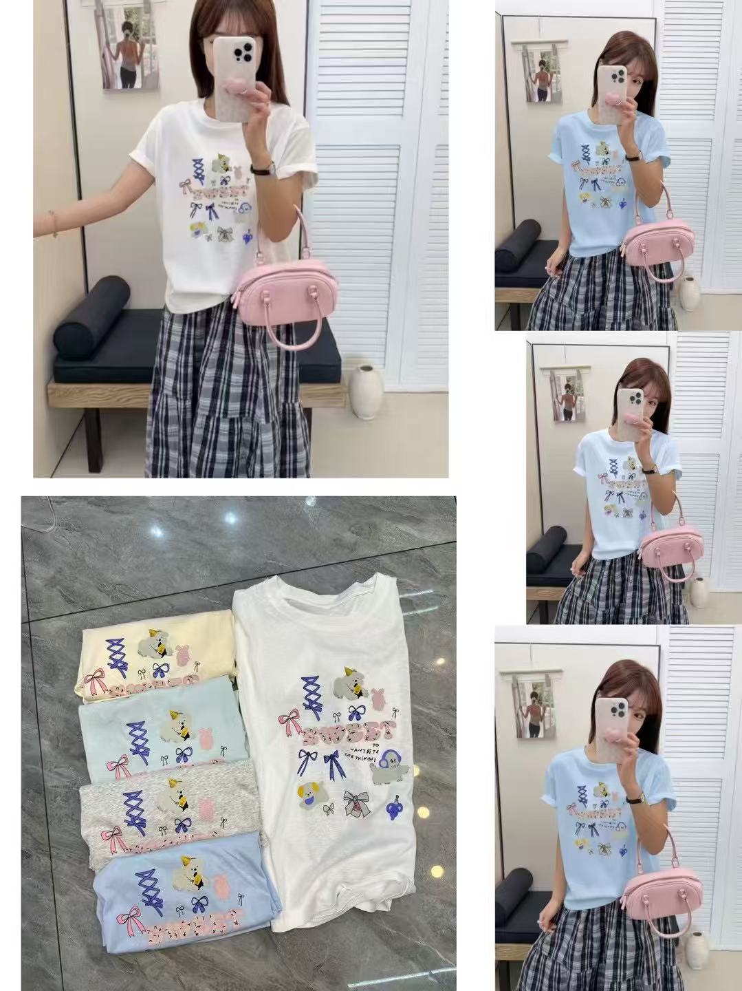 霞霞严选冰感雪花棉猫猫蝴蝶结T桖