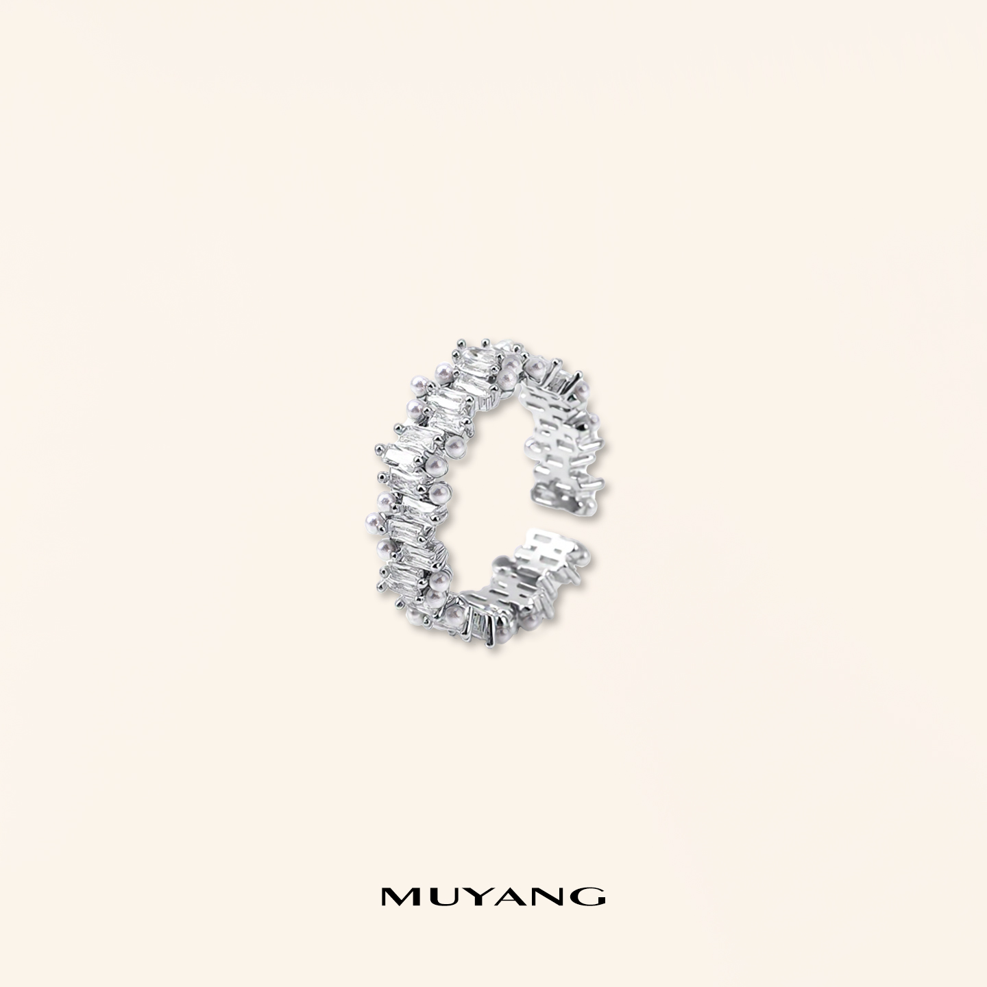 muyang/慕阳 铜合金戒指 时尚气质简约精致个性月露戒指